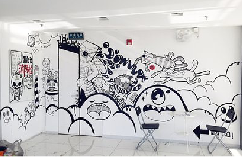 建水手绘墙并非传统涂鸦。